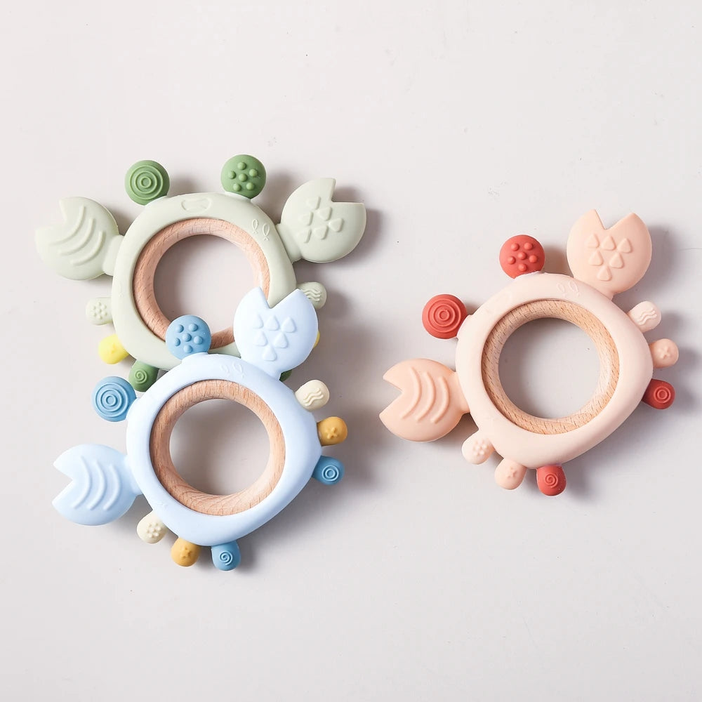 Crabby Cuddle Silicone & Wood Teether