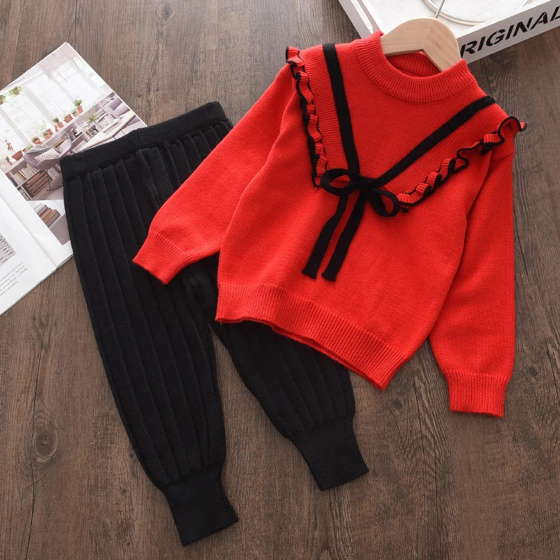 Baby Girls' Knitted Sweater & Pants Set