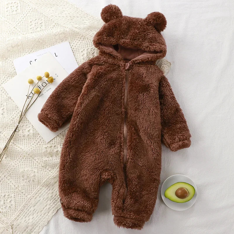 Adorable Bear-Shaped Baby Hoodie Romper