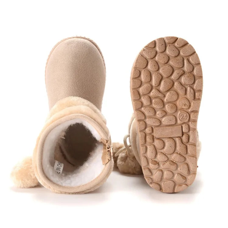 Cozy & Cute Boots with Fluffy Pom-Poms