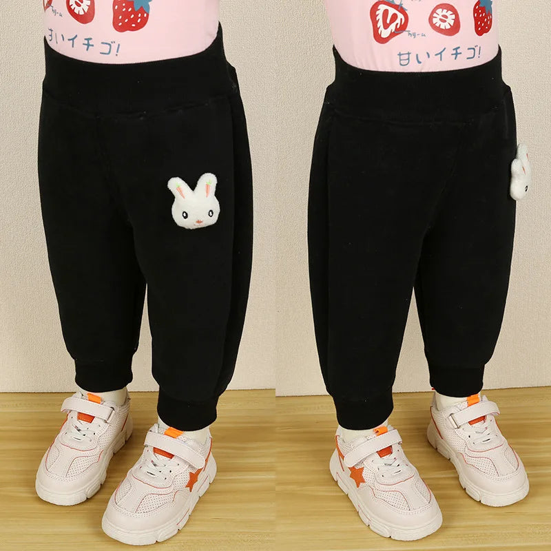 Baby Girls' Fleece-Lined Cotton Pants