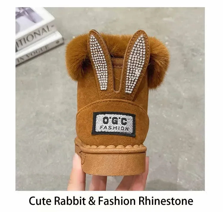 Kids Genuine Cowhide Snow Boots