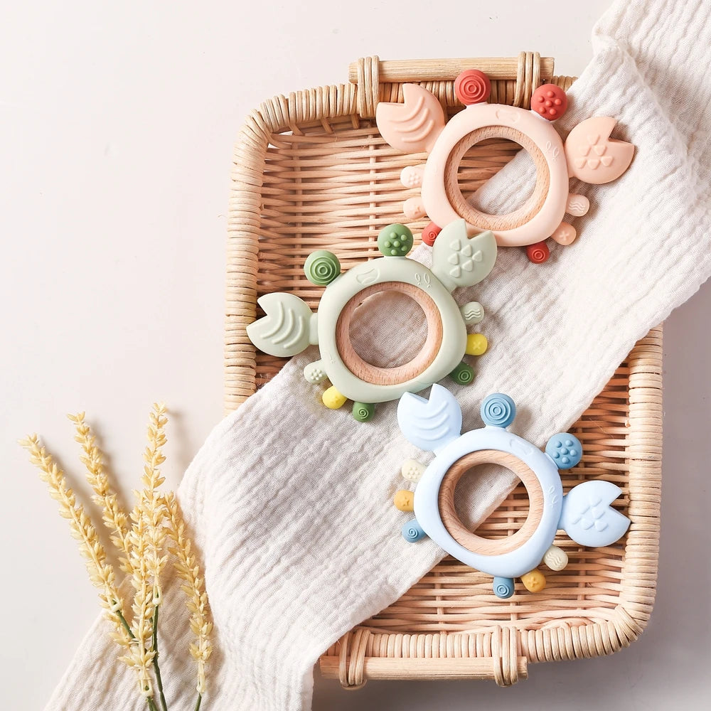 Crabby Cuddle Silicone & Wood Teether