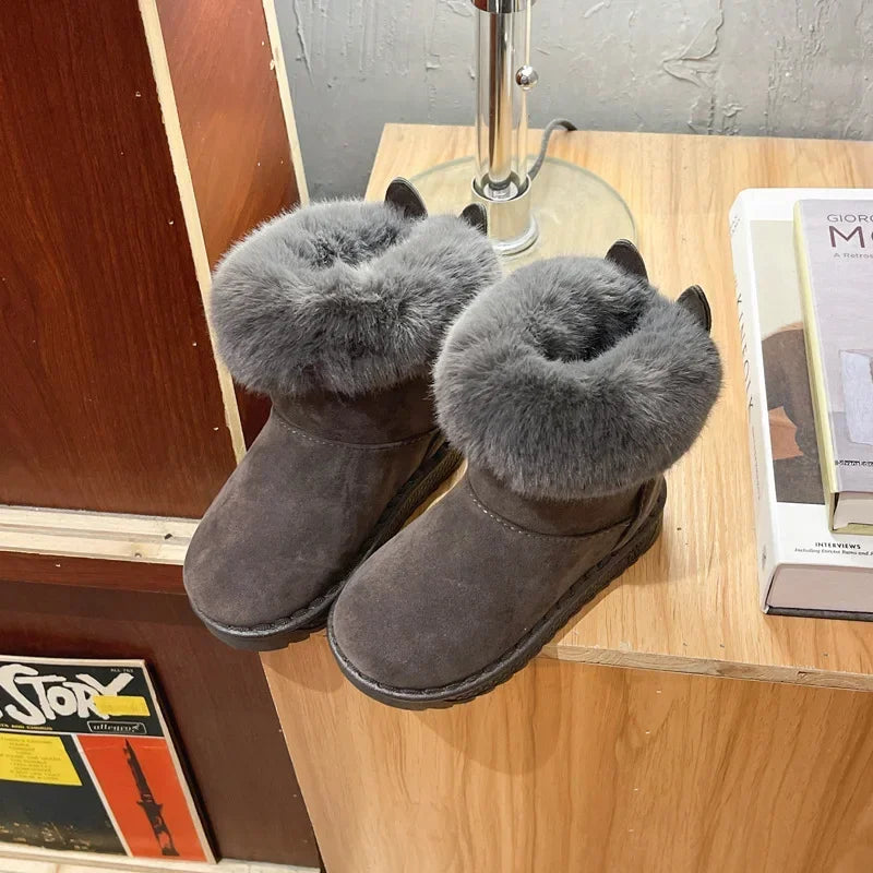 Kids Genuine Cowhide Snow Boots