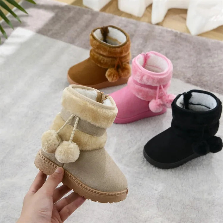 Cozy & Cute Boots with Fluffy Pom-Poms
