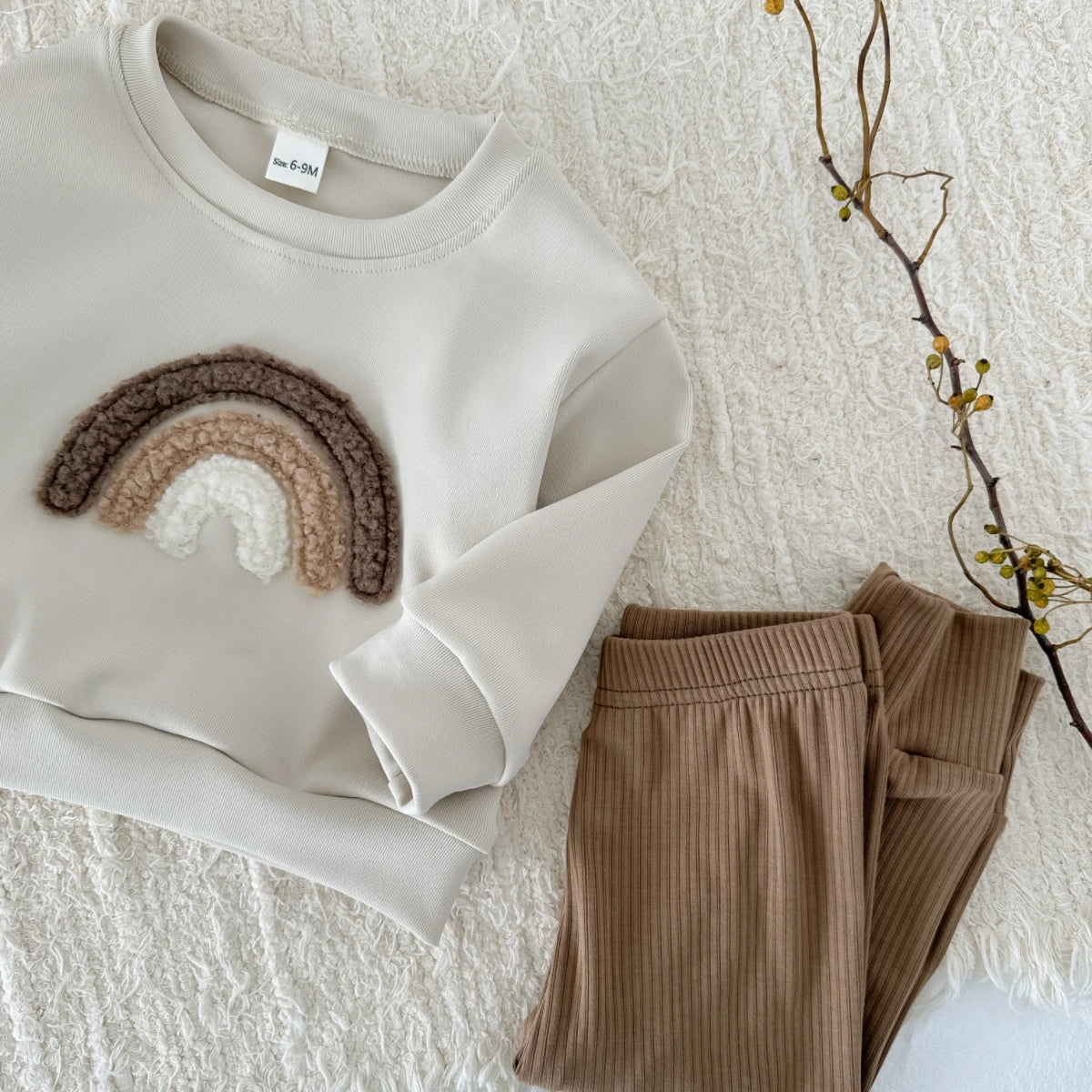 Rainbow Embroidered Pullover & Pants Set