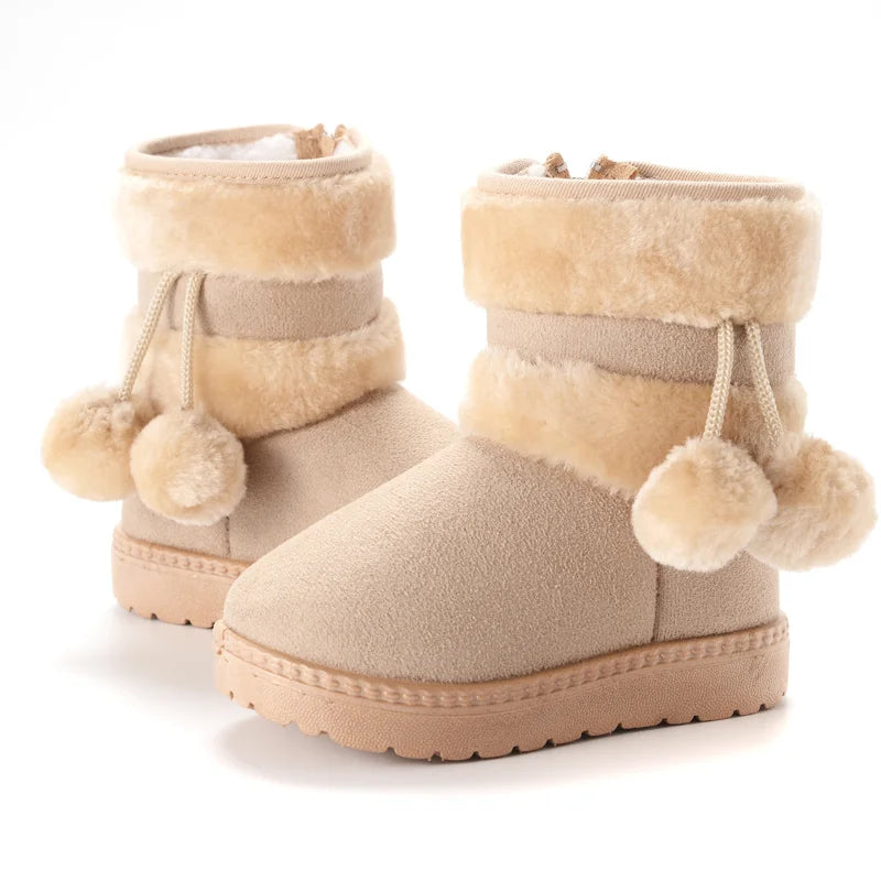 Cozy & Cute Boots with Fluffy Pom-Poms