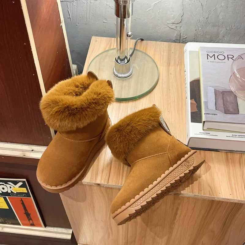 Kids Genuine Cowhide Snow Boots