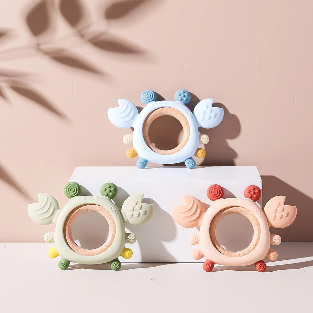 Crabby Cuddle Silicone & Wood Teether
