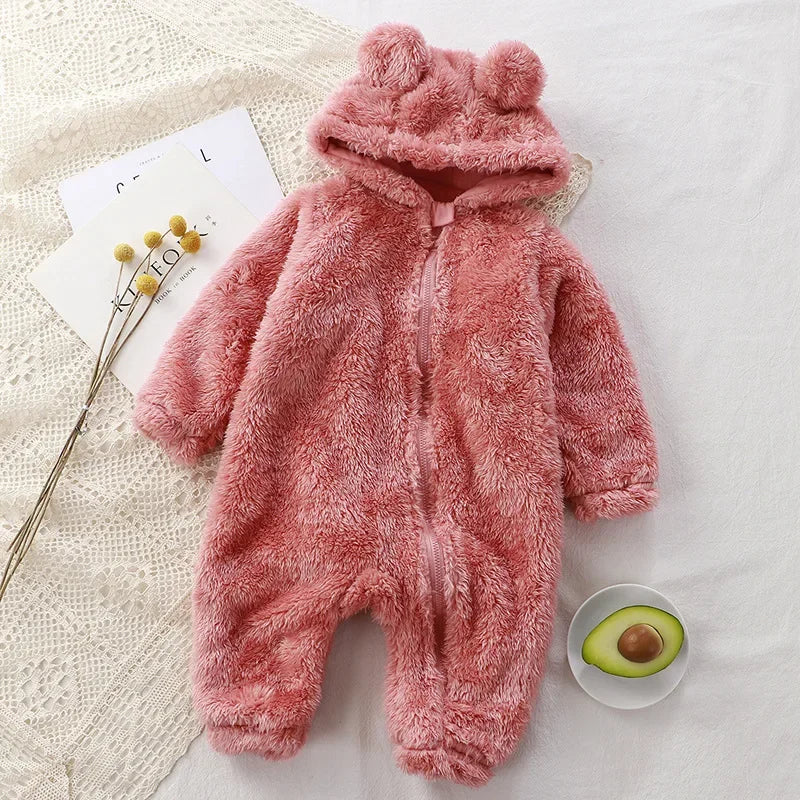 Adorable Bear-Shaped Baby Hoodie Romper