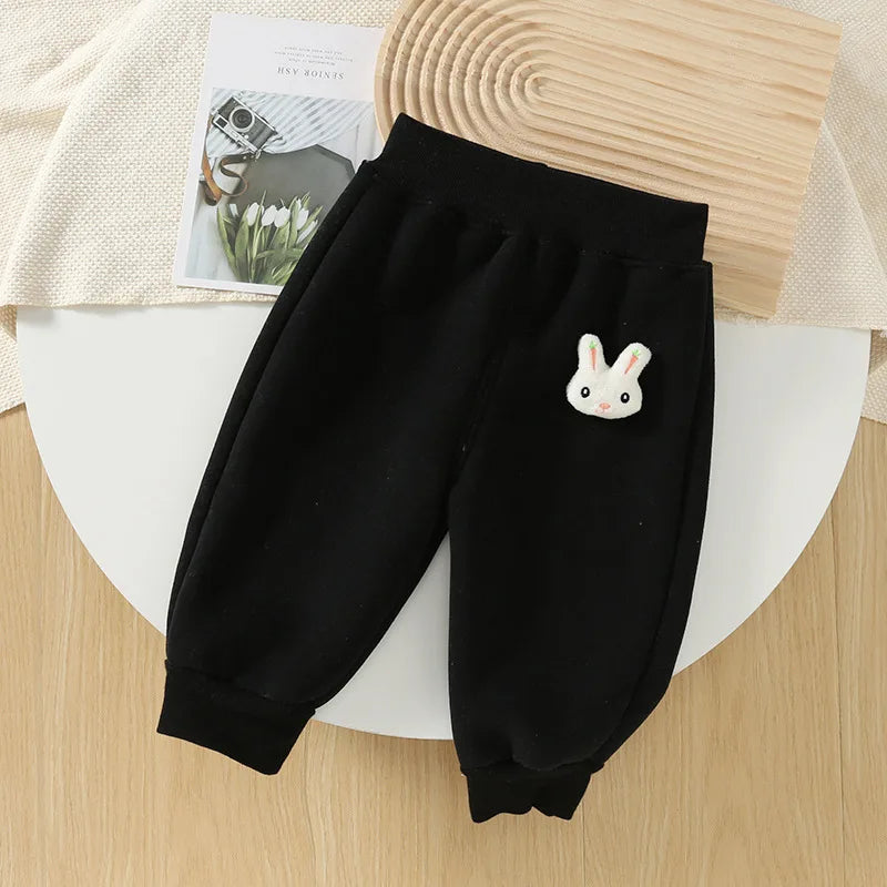 Baby Girls' Fleece-Lined Cotton Pants