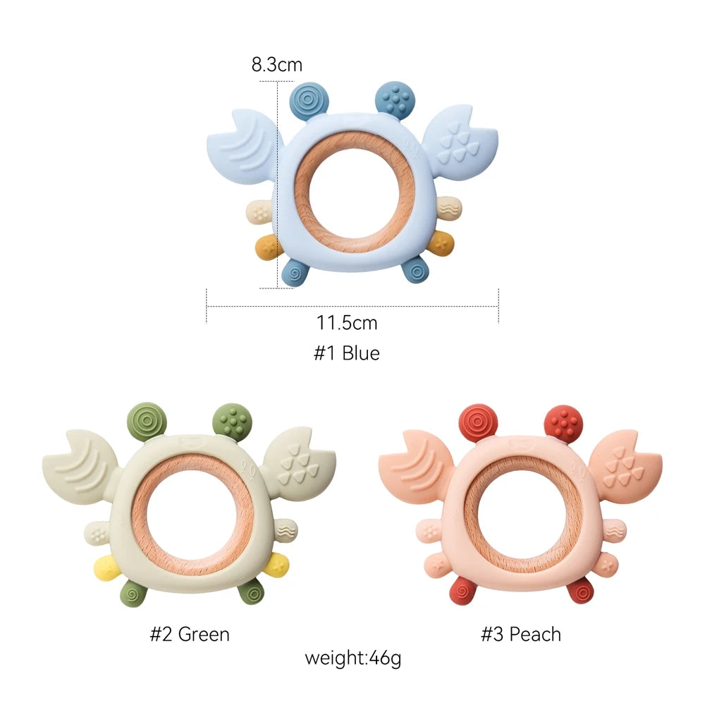Crabby Cuddle Silicone & Wood Teether