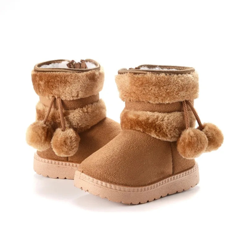 Cozy & Cute Boots with Fluffy Pom-Poms