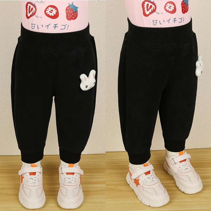 Baby Girls' Fleece-Lined Cotton Pants