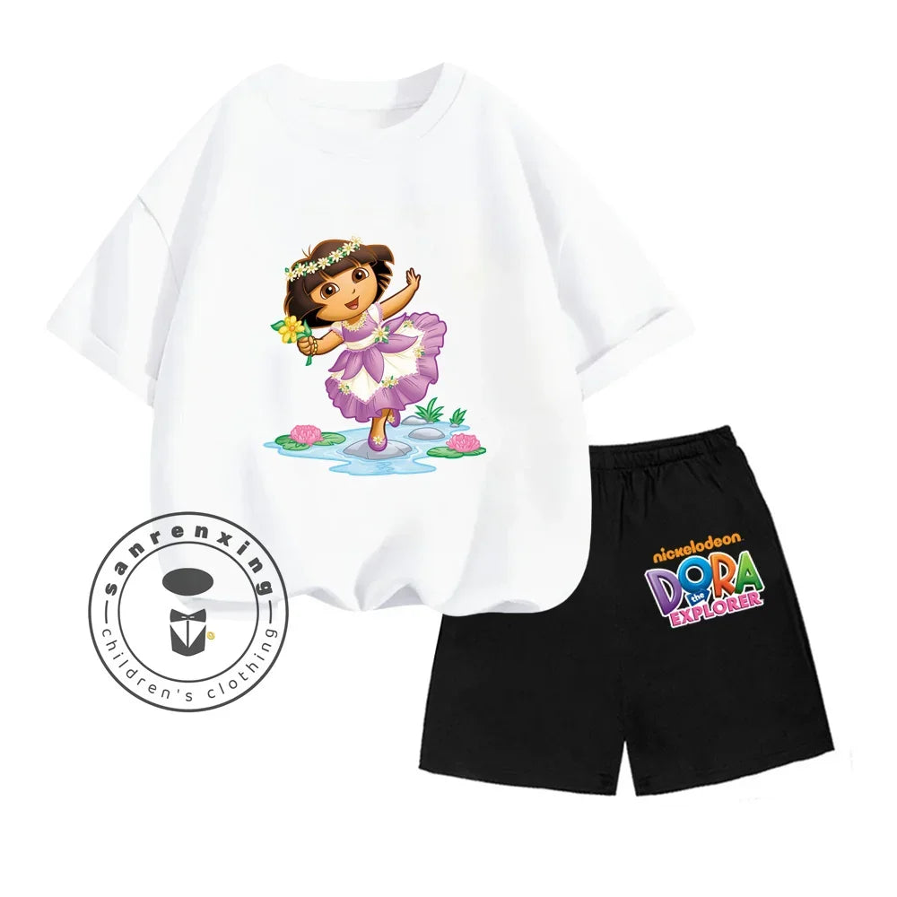 Cartoon Print Classic O-Neck Short Sleeve Tee