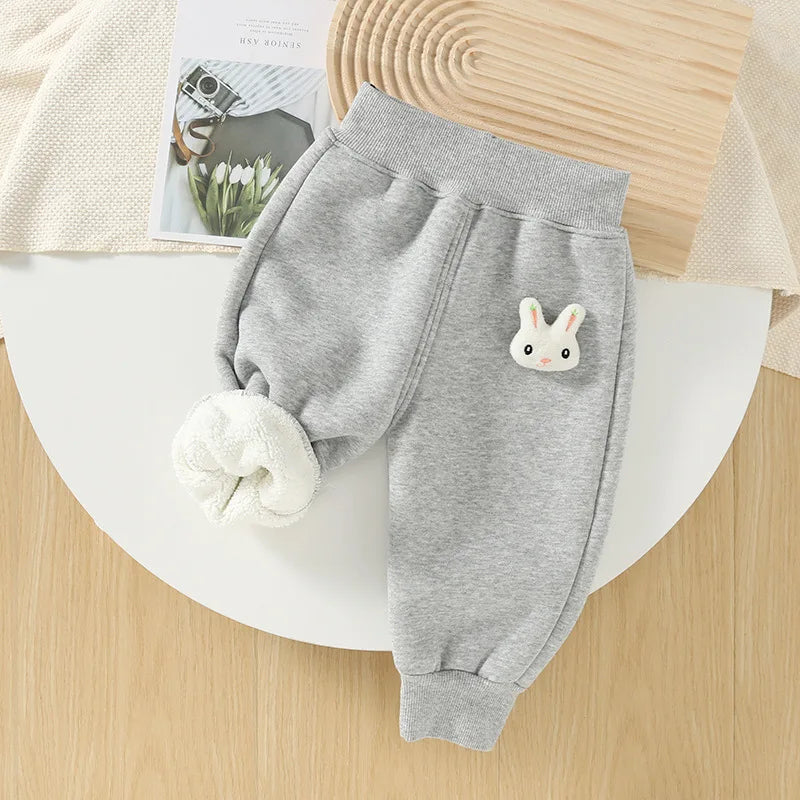 Baby Girls' Fleece-Lined Cotton Pants