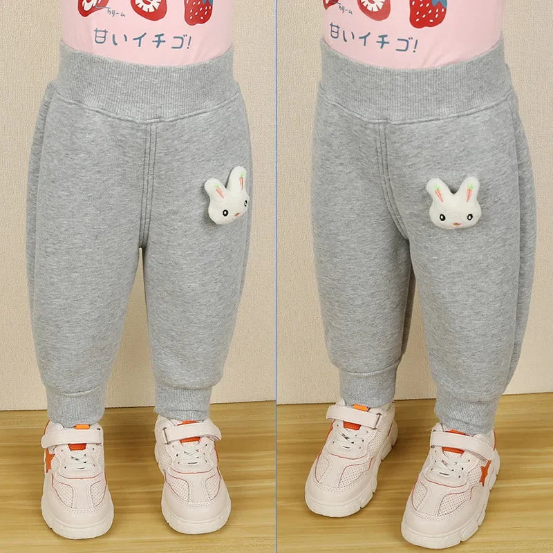 Baby Girls' Fleece-Lined Cotton Pants