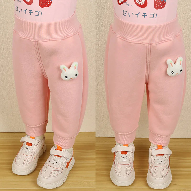 Baby Girls' Fleece-Lined Cotton Pants