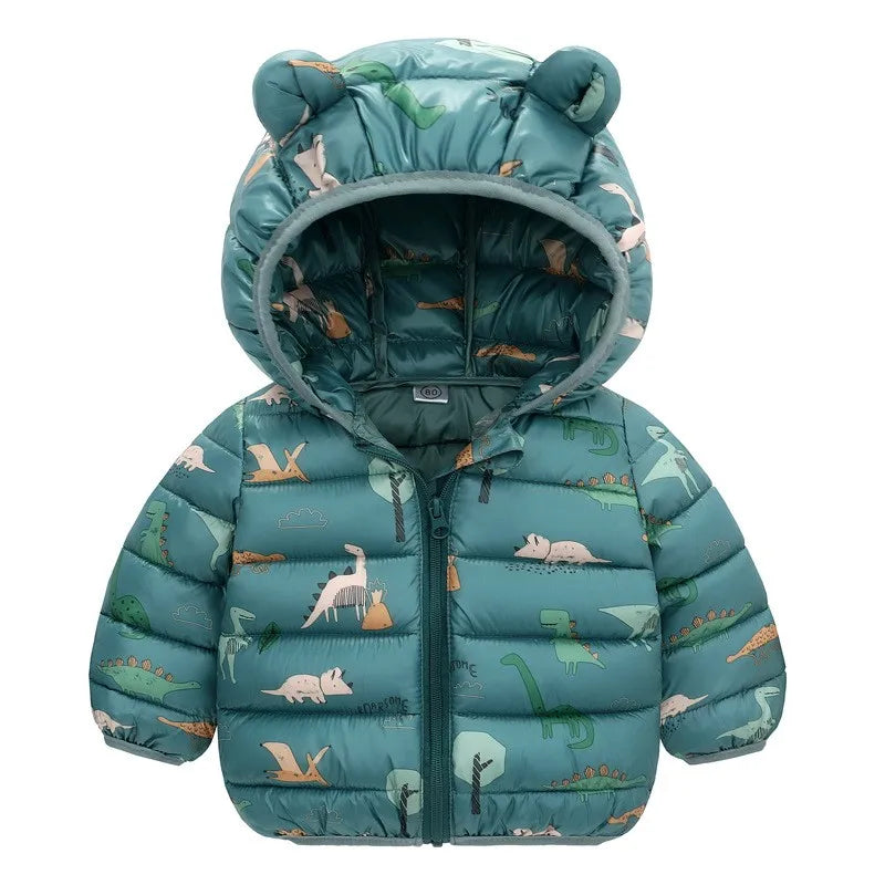 Kids' Dinosaur Hooded Down Jacket