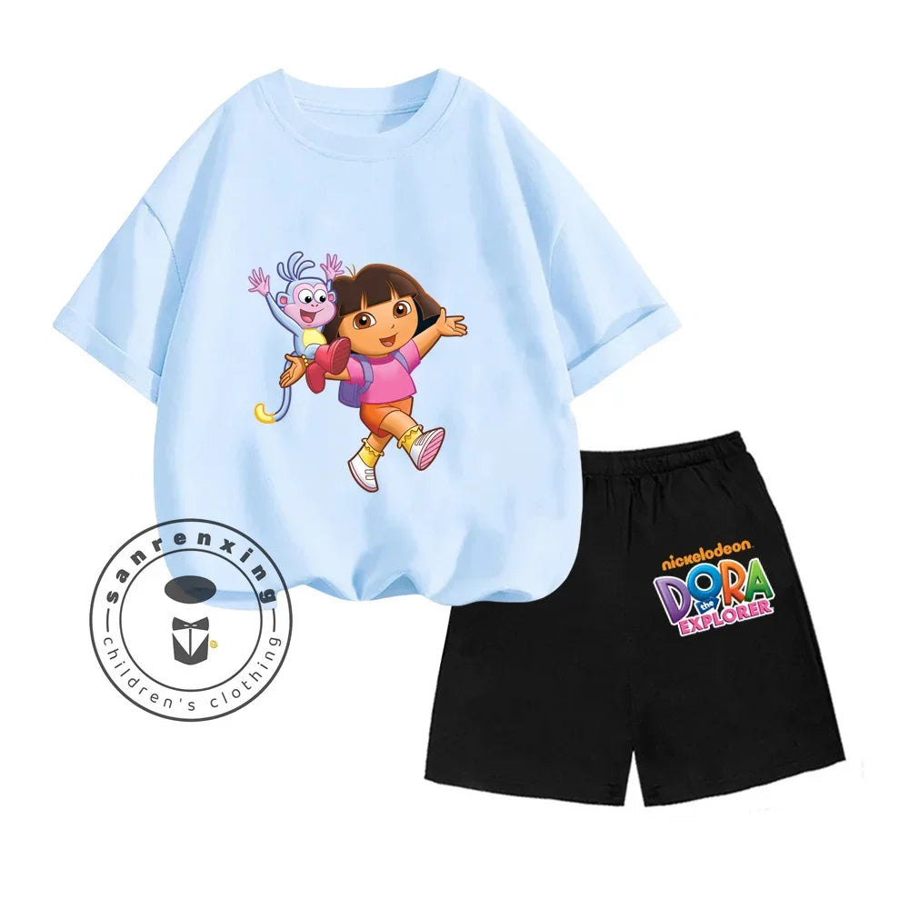 Cartoon Print Classic O-Neck Short Sleeve Tee