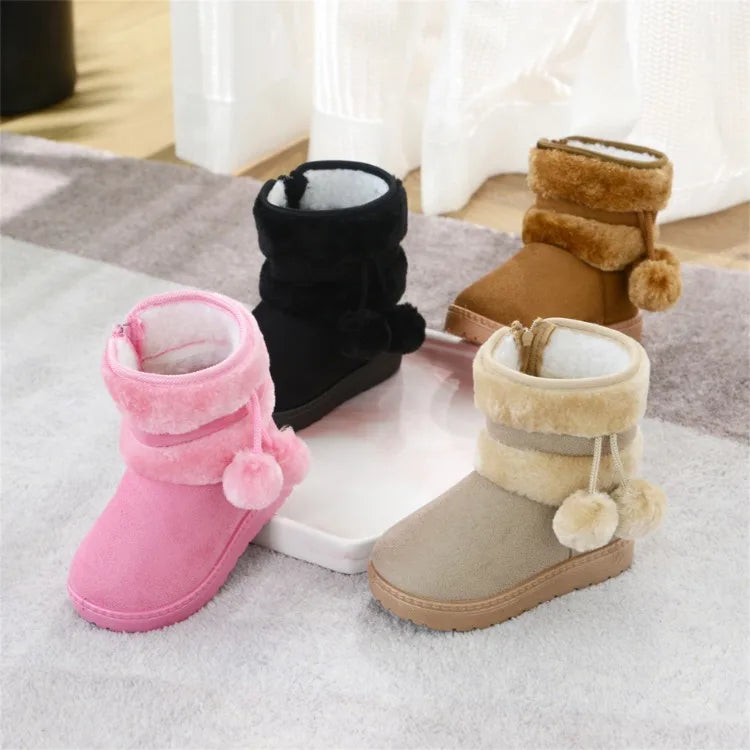 Cozy & Cute Boots with Fluffy Pom-Poms