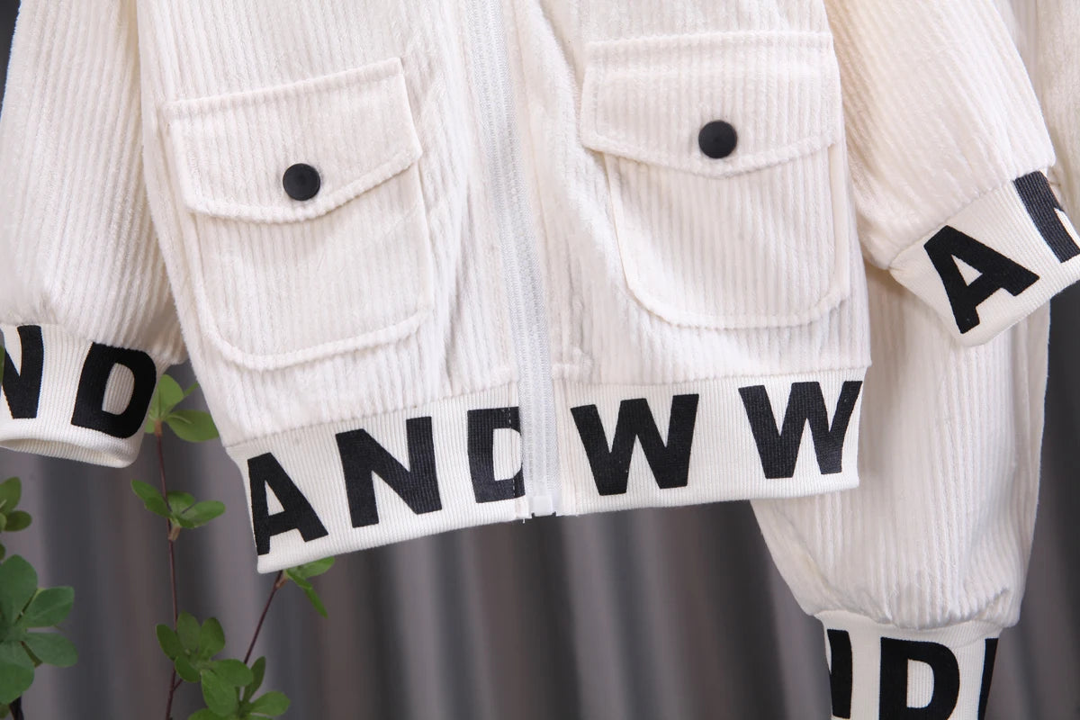 Kids' Cartoon Corduroy Tracksuit