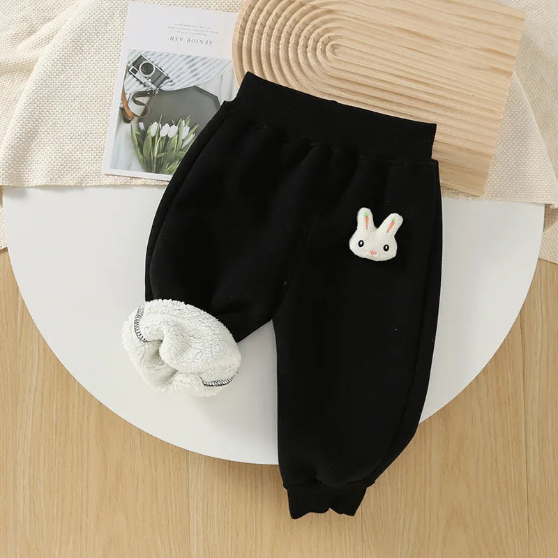 Baby Girls' Fleece-Lined Cotton Pants