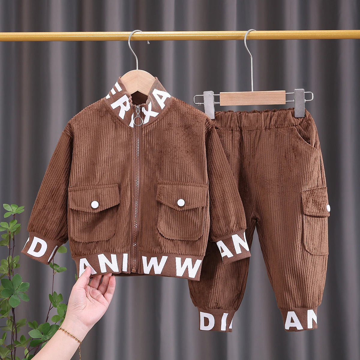 Kids' Cartoon Corduroy Tracksuit
