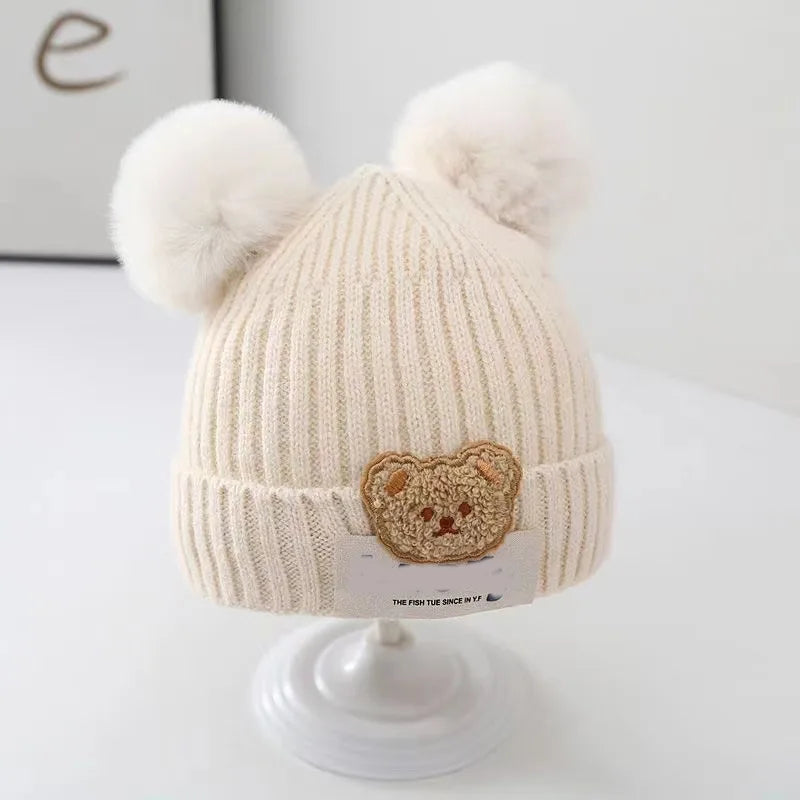 Cute Bear Ear Protection Knitted Winter Hat