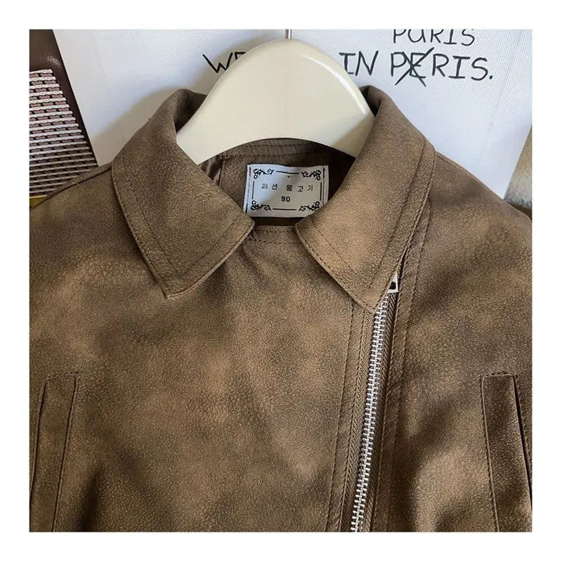 Kids' Vintage Biker Leather Jacket