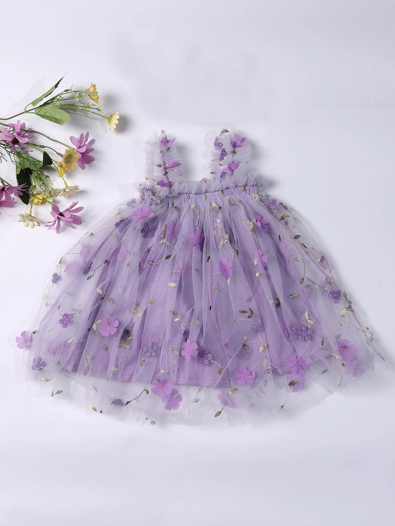 Floral Embroidery with Headband Dress