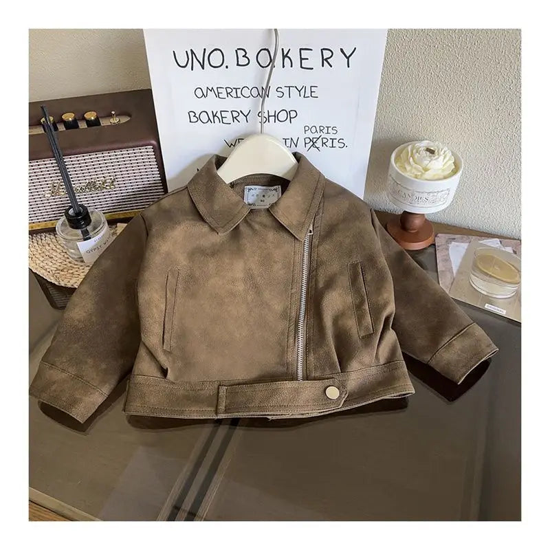 Kids' Vintage Biker Leather Jacket