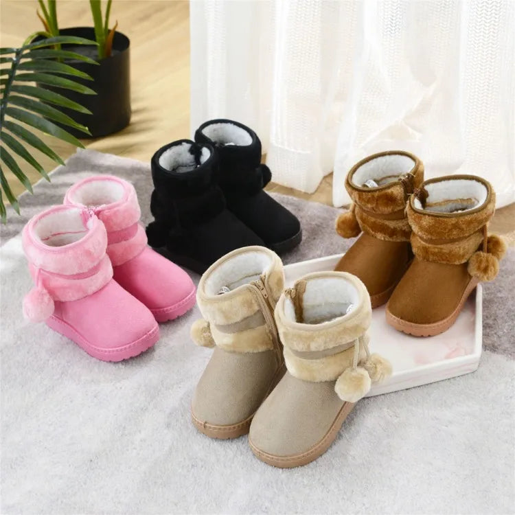 Cozy & Cute Boots with Fluffy Pom-Poms