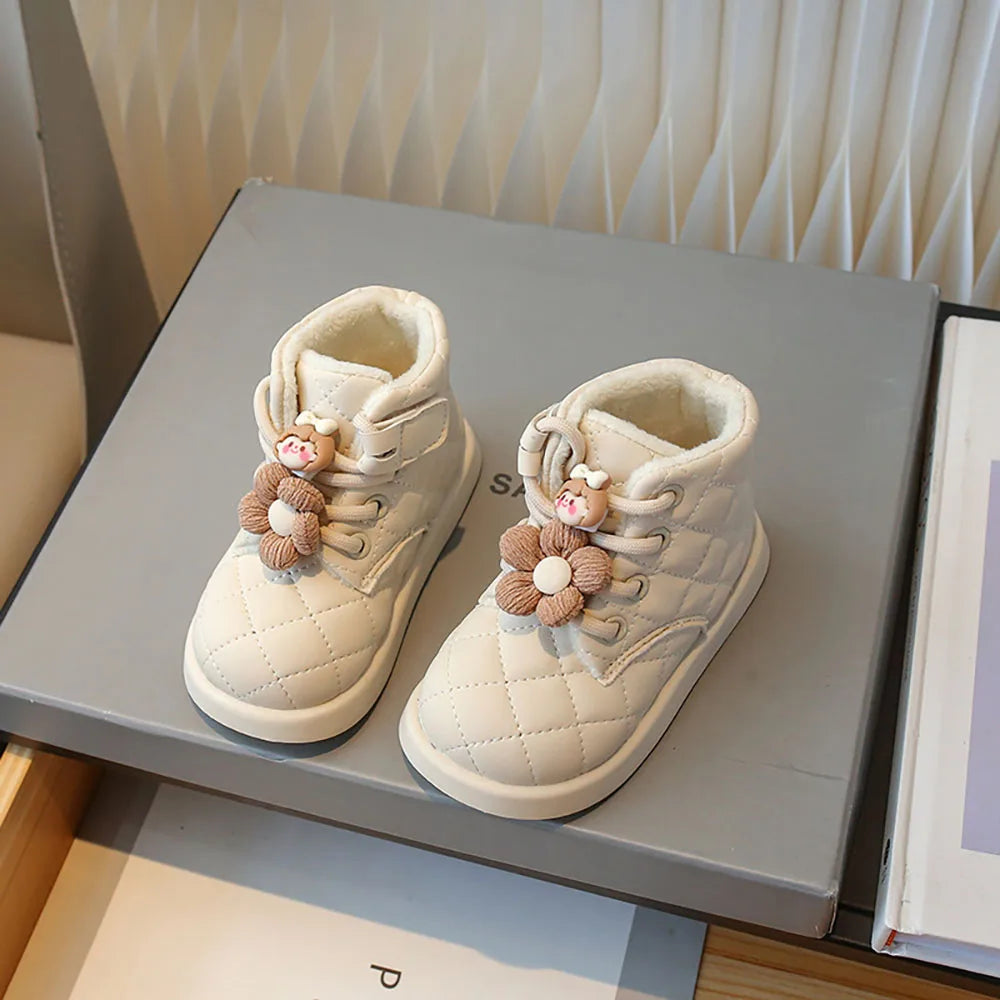 Winter Plaid Snow Boots for Little Girls
