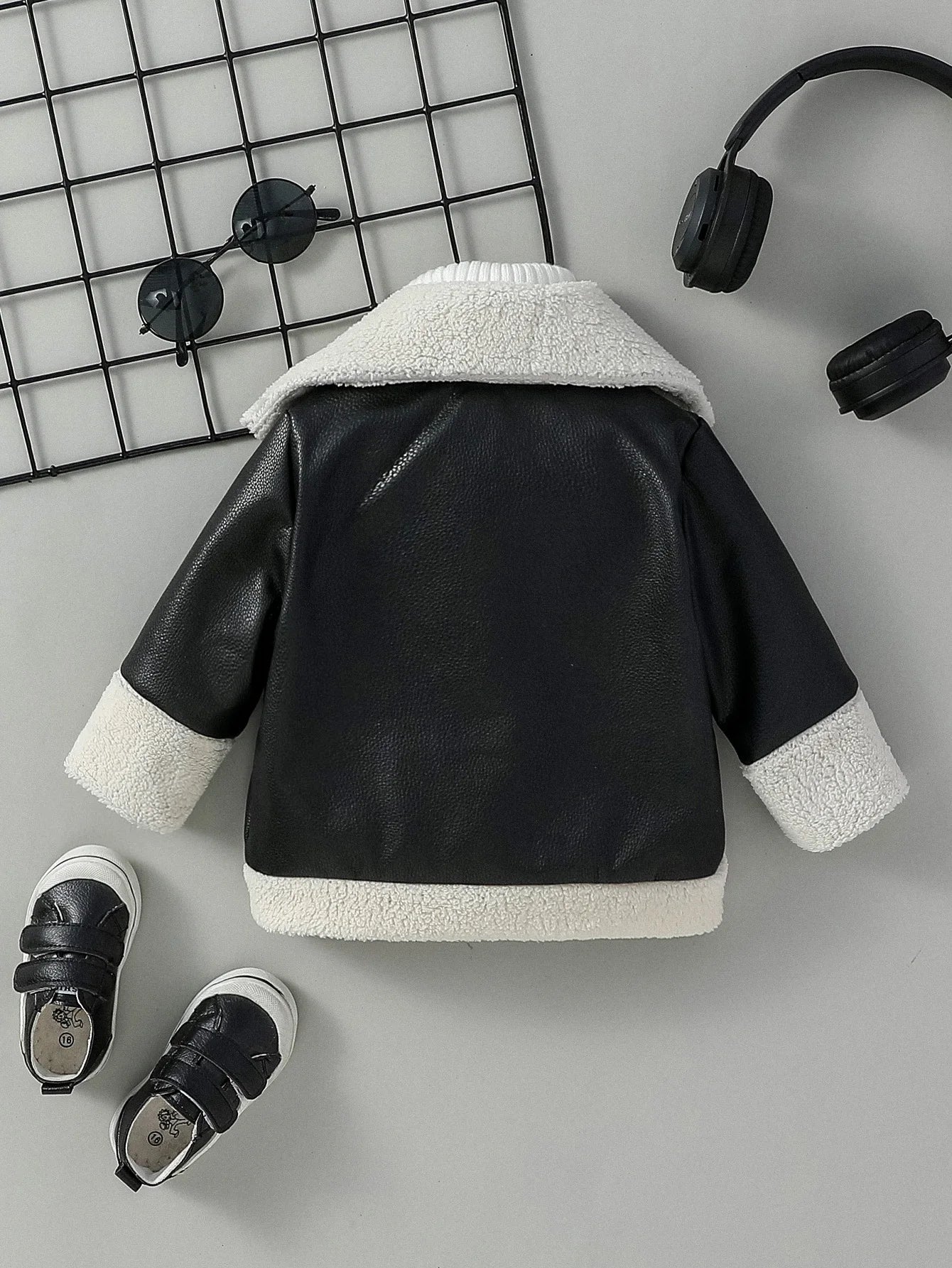 Baby Black Leather Coat