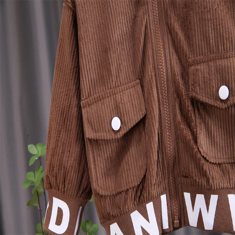 Kids' Cartoon Corduroy Tracksuit