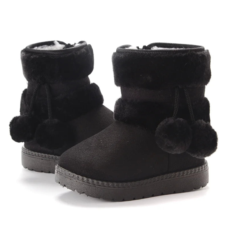 Cozy & Cute Boots with Fluffy Pom-Poms
