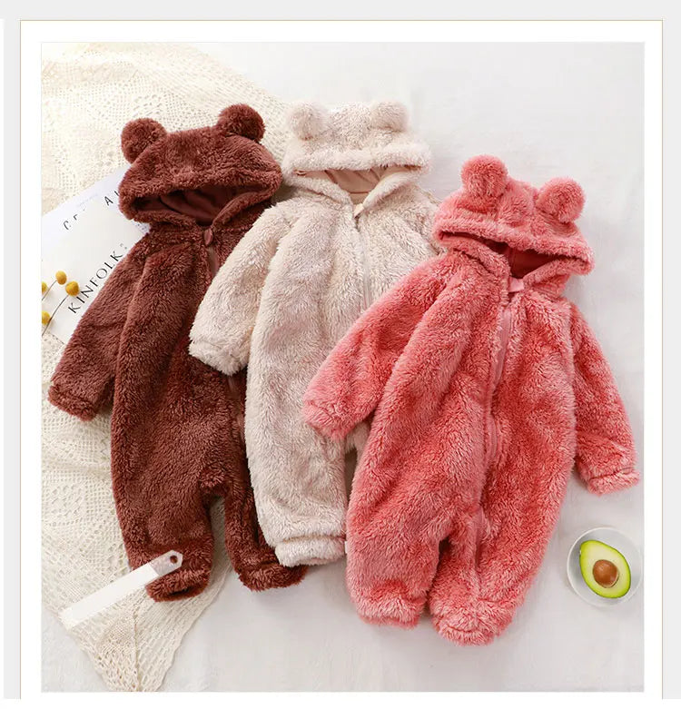 Adorable Bear-Shaped Baby Hoodie Romper