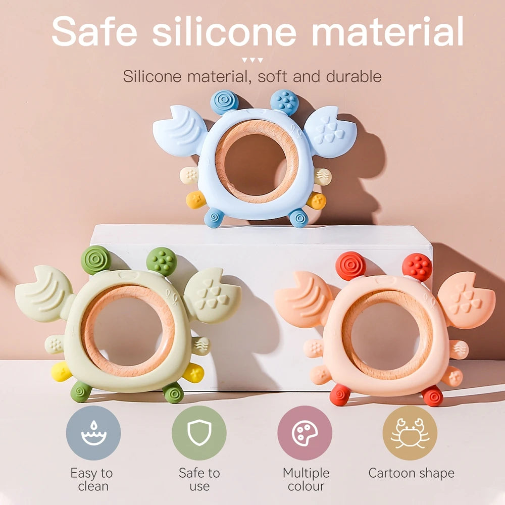 Crabby Cuddle Silicone & Wood Teether