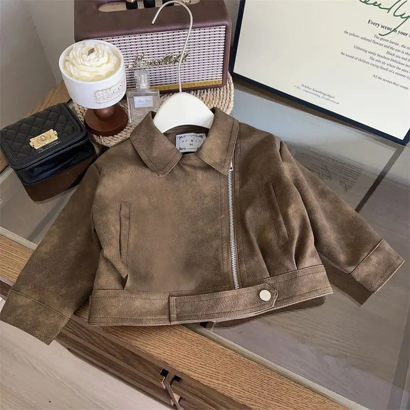 Kids' Vintage Biker Leather Jacket