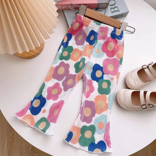 Girls' Floral Polka Dot Flared Pants
