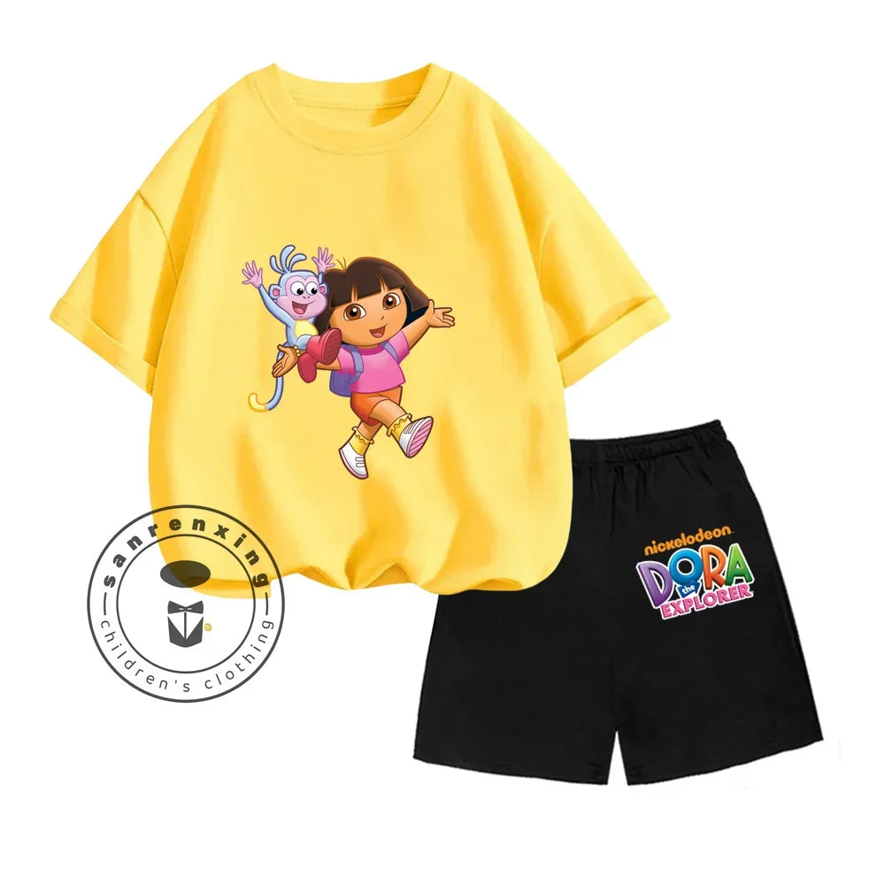 Cartoon Print Classic O-Neck Short Sleeve Tee