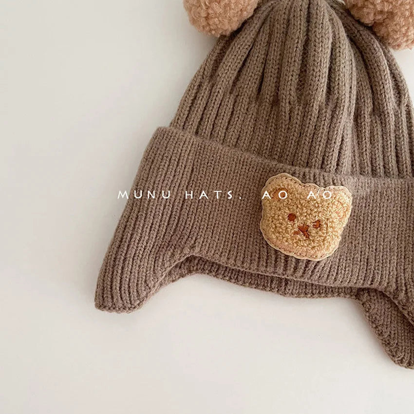 Cute Bear Ear Protection Knitted Winter Hat