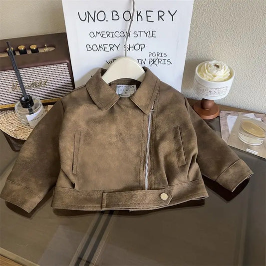 Kids' Vintage Biker Leather Jacket