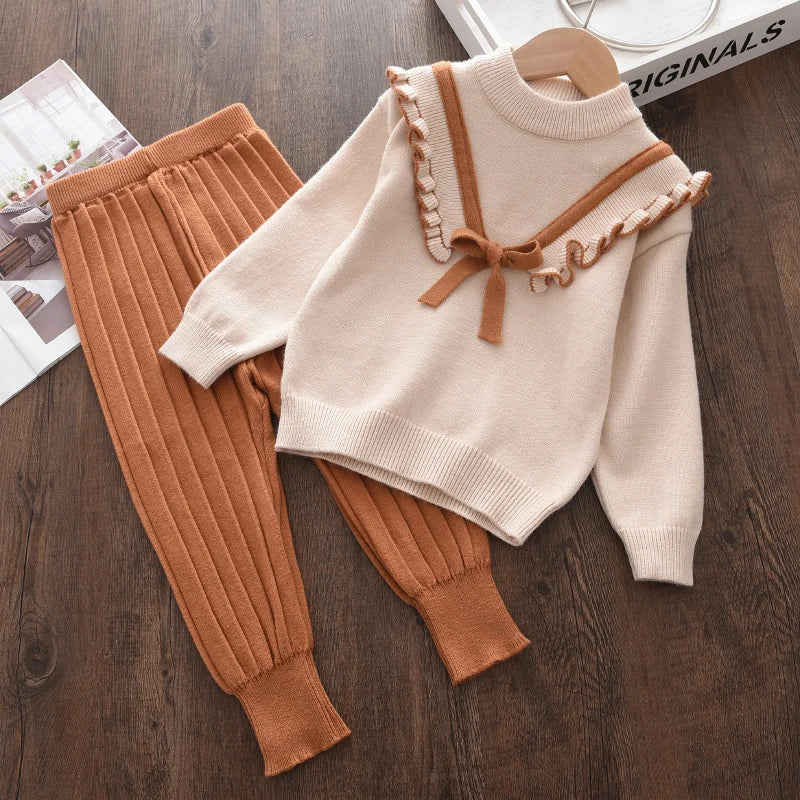 Baby Girls' Knitted Sweater & Pants Set