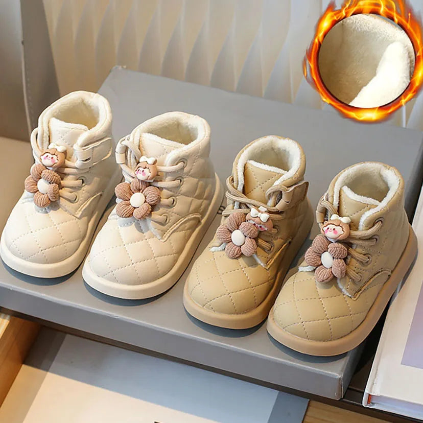 Winter Plaid Snow Boots for Little Girls
