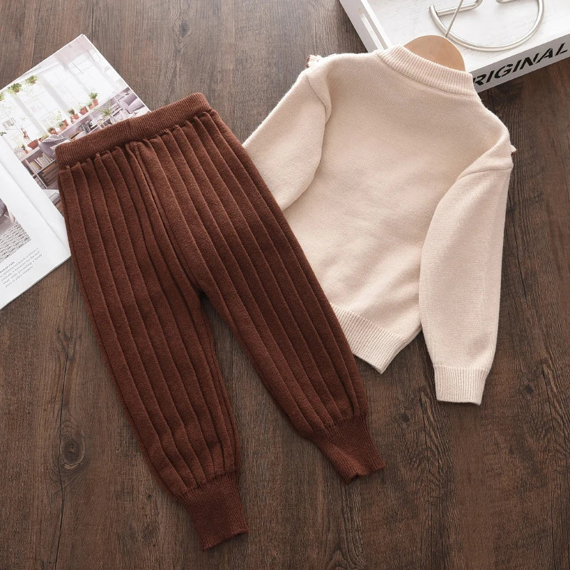 Baby Girls' Knitted Sweater & Pants Set