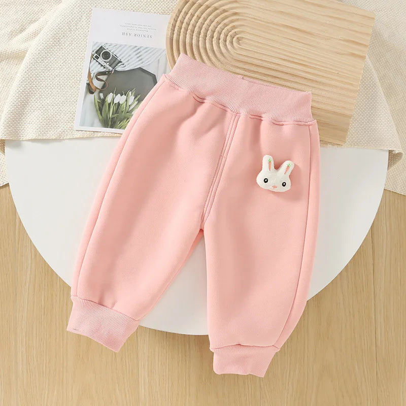 Baby Girls' Fleece-Lined Cotton Pants