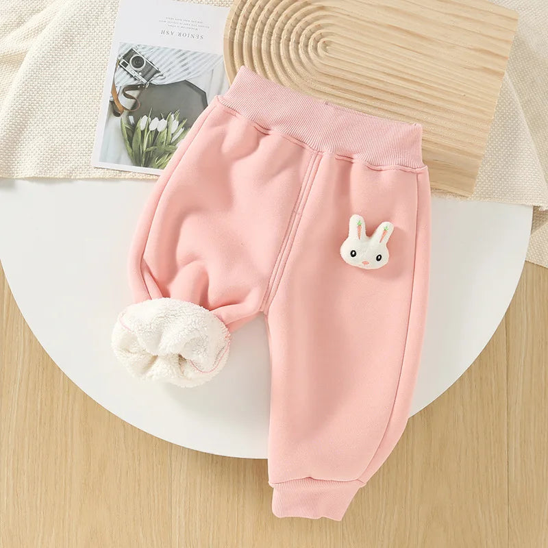 Baby Girls' Fleece-Lined Cotton Pants