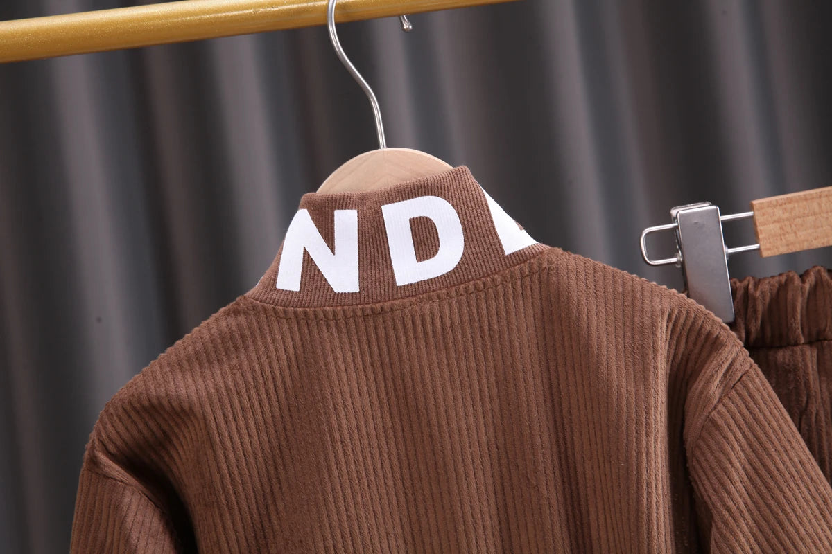Kids' Cartoon Corduroy Tracksuit